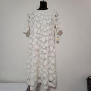 Alfani White Lace Dress, Fully Lined, Size Medium